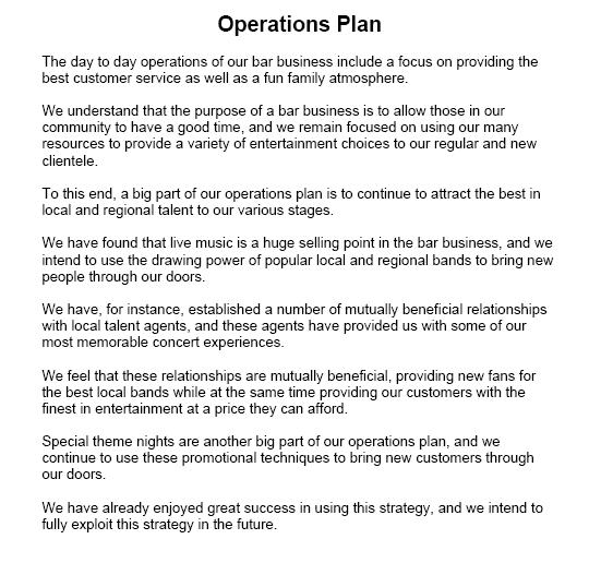 Operational Plan Examples Template Business   Operational Plan Examples Operational Plan Sample 