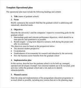 operational plan examples project operational plan template