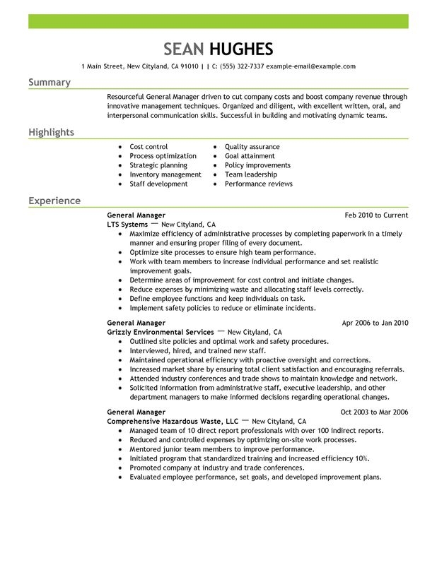 operations manager resume sample