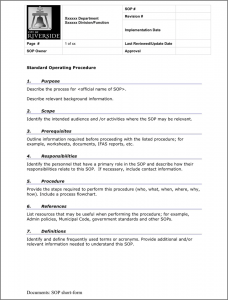 operations manual templates sop template