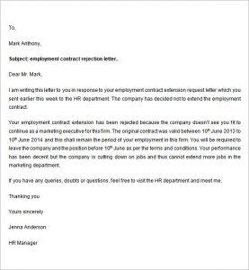 opt employment letter employment contract rejection letter