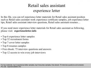 opt employment letter retail sales assistant experience letter