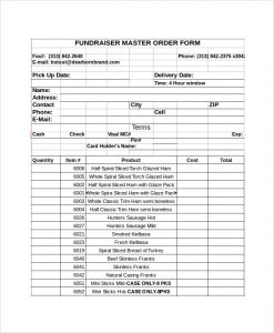 order form template excel fundraiser order form template excel