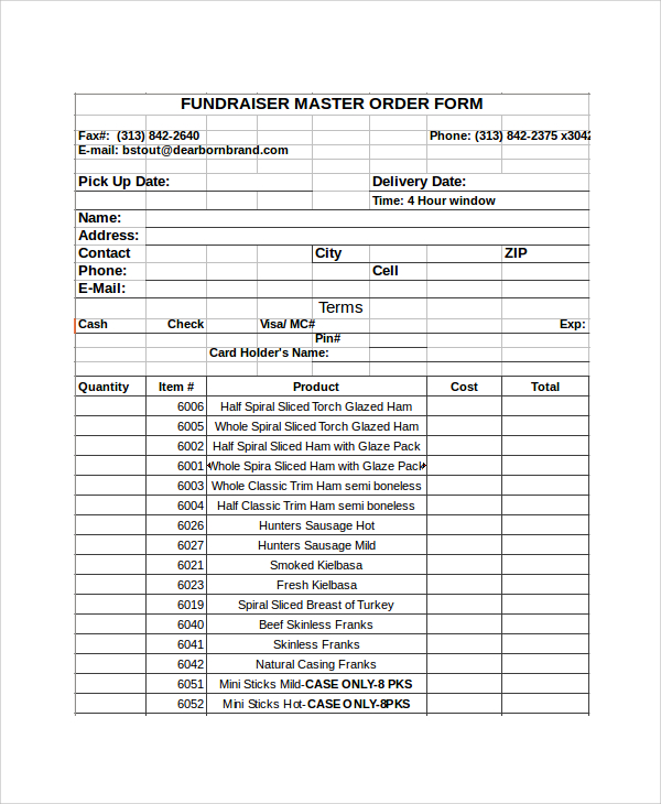 order form template excel