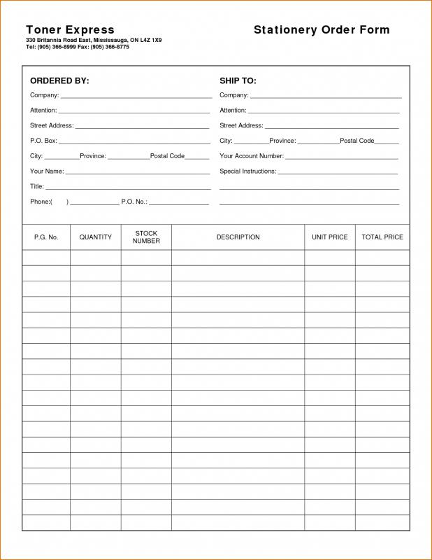 order form template excel