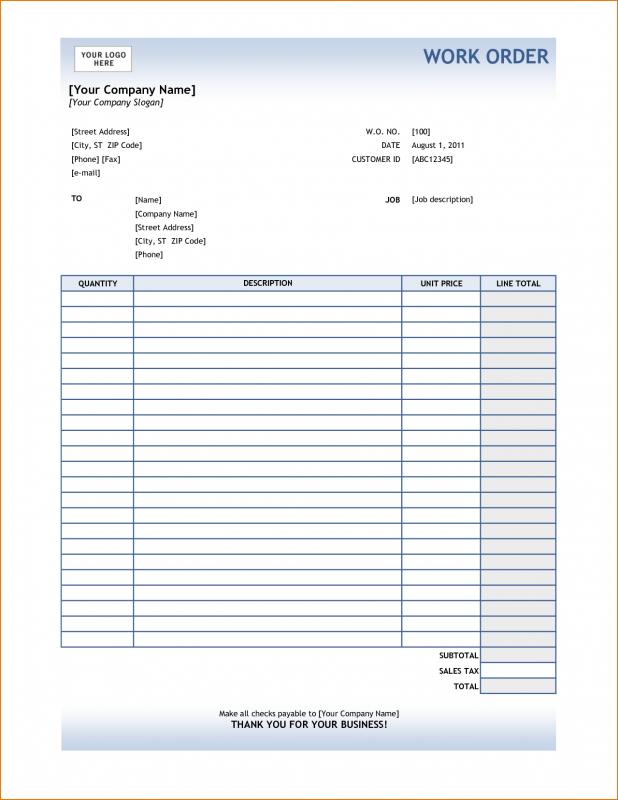 order form template excel