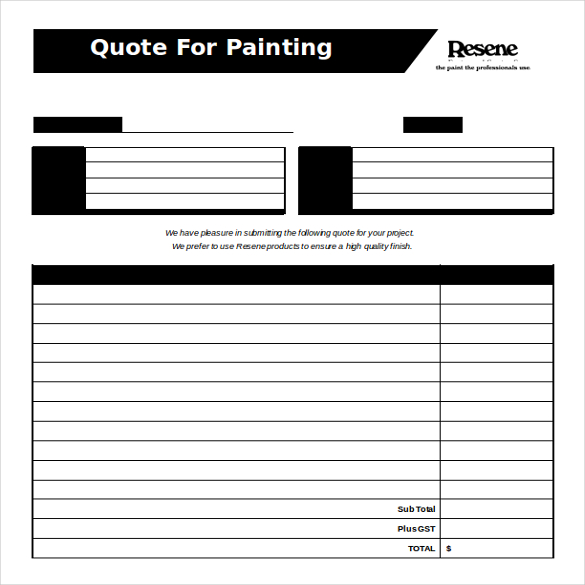 Painting Estimate Template Template Business