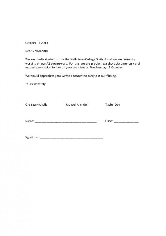 Parental Consent Form Template Business