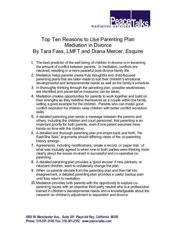 parenting plan examples