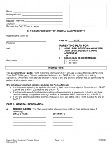 parenting plan template parenting plan template arizona d