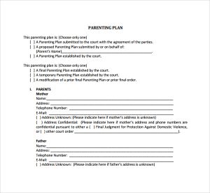 parenting plan template parenting plan template download