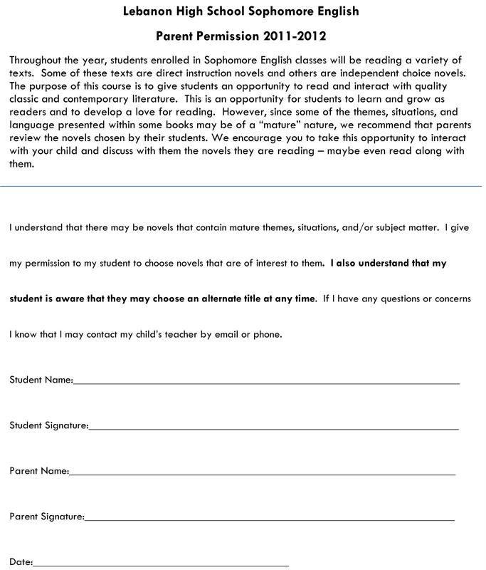 parents consent form