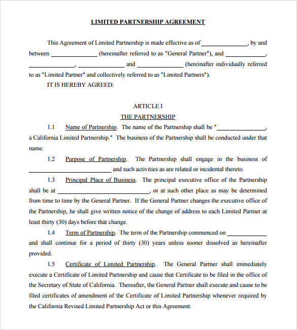 partnership agreement example