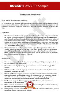 partnership agreement example terms and conditions for supply of services to consumers via a website