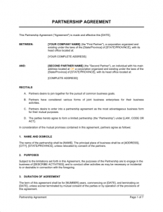 partnership agreement sample