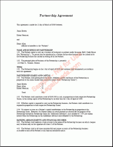 partnership agreement sample partnership agreement page