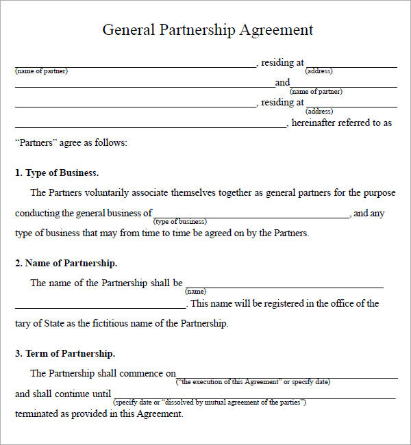 partnership agreement sample