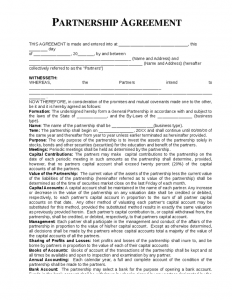 partnership agreement sample partnership agreement template