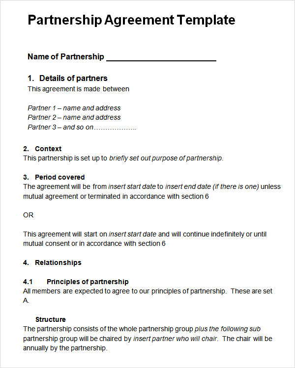 partnership agreement sample