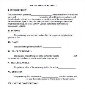 partnership agreement template business partnership agreement sample