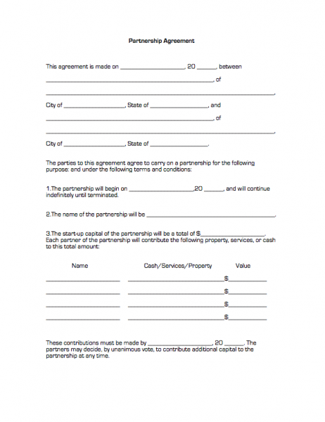 partnership agreement template