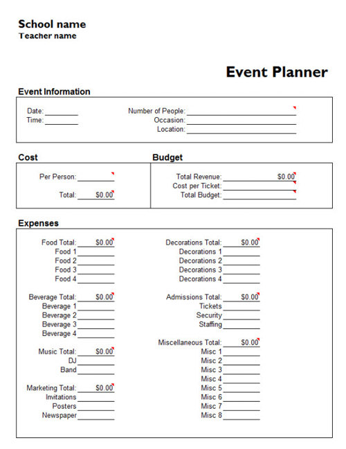 party planner template