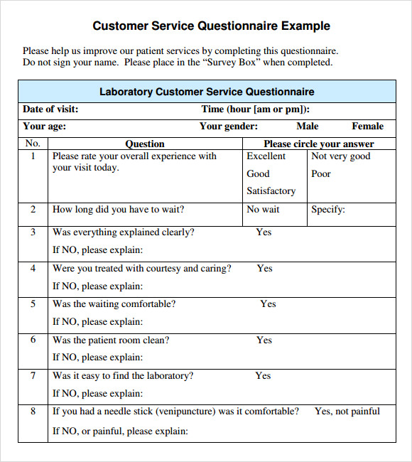 patient satisfaction questionnaire