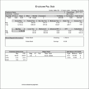 pay stub example employee pay stub