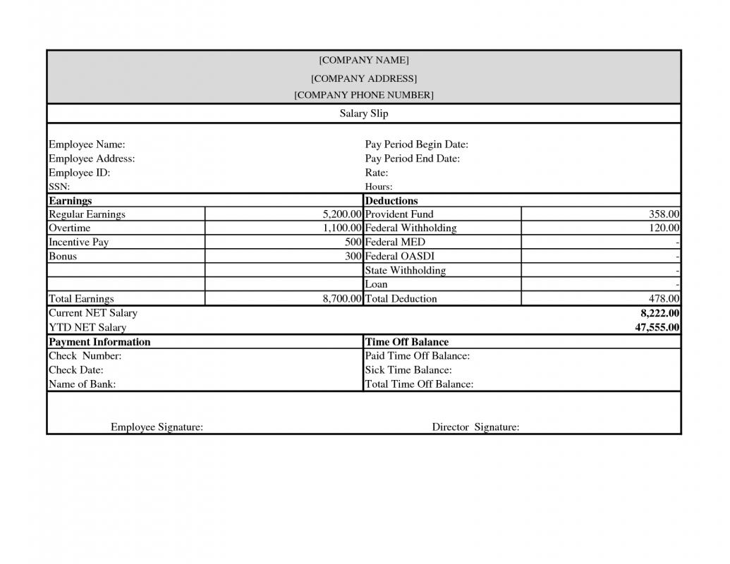 Fillable Printable Pay Stub Template Free