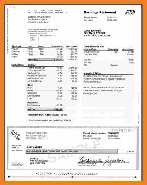 pay stubs template