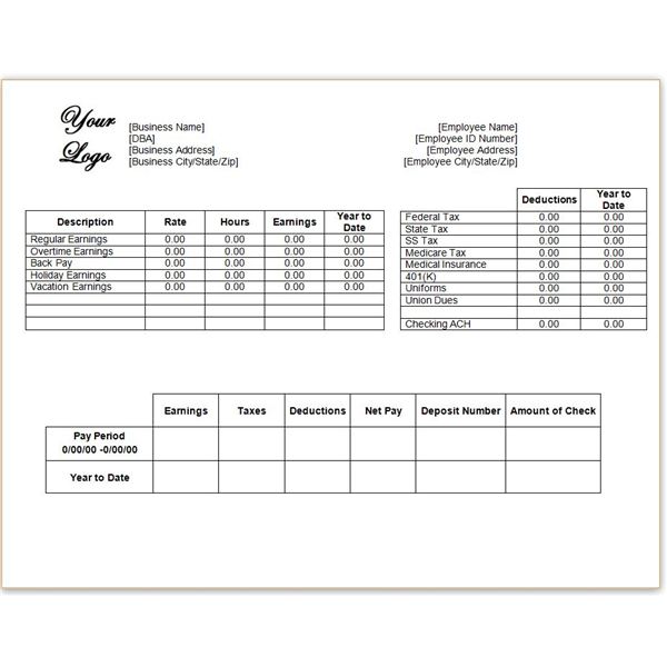 paycheck stub template