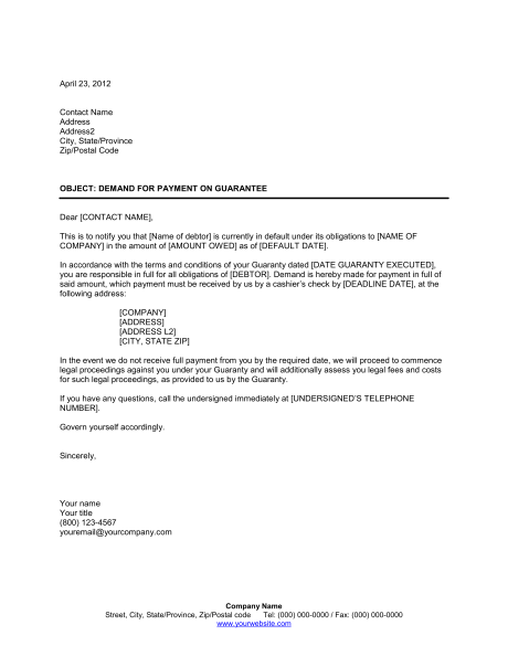 Payment Demand Letter | Template Business