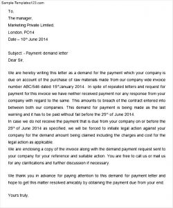 payment demand letter demand letter for payment