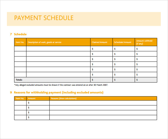 Payment Schedule Template | Template Business