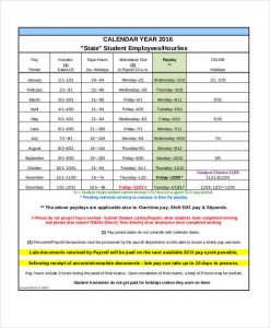 payroll calendar template student hourly calendar