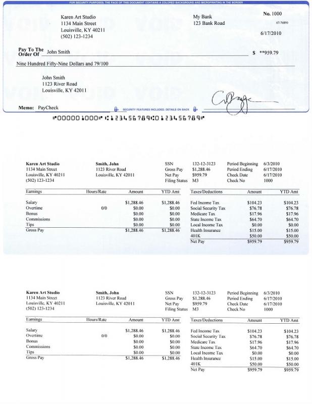 Payroll Check Template Template Business