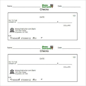 payroll checks template printable blank check template pdf format