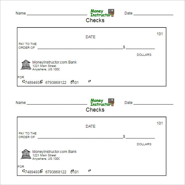 Printable Blank Payroll Checks - Printable Blank World