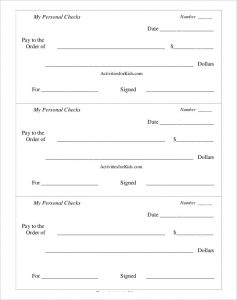 payroll checks template printable personel play checks template pdf format