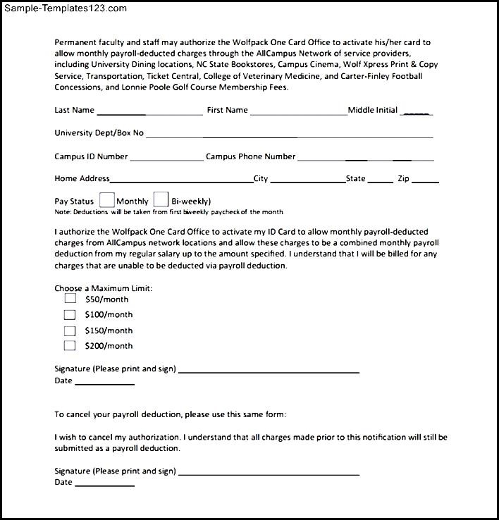 payroll deduction form