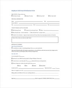 payroll deduction form employee gift payroll deduction form