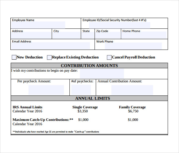 payroll deduction form