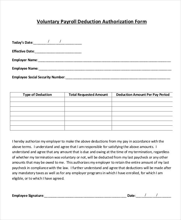 payroll deduction form