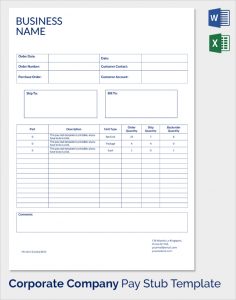 payroll stub template business name pay stub template