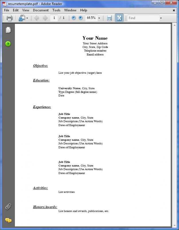 pdf resume template