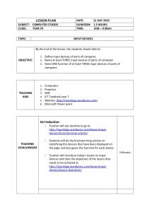 pe lesson plan template lesson plan input devices