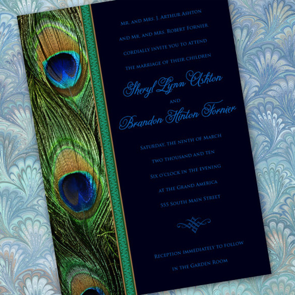 peacock wedding invitations