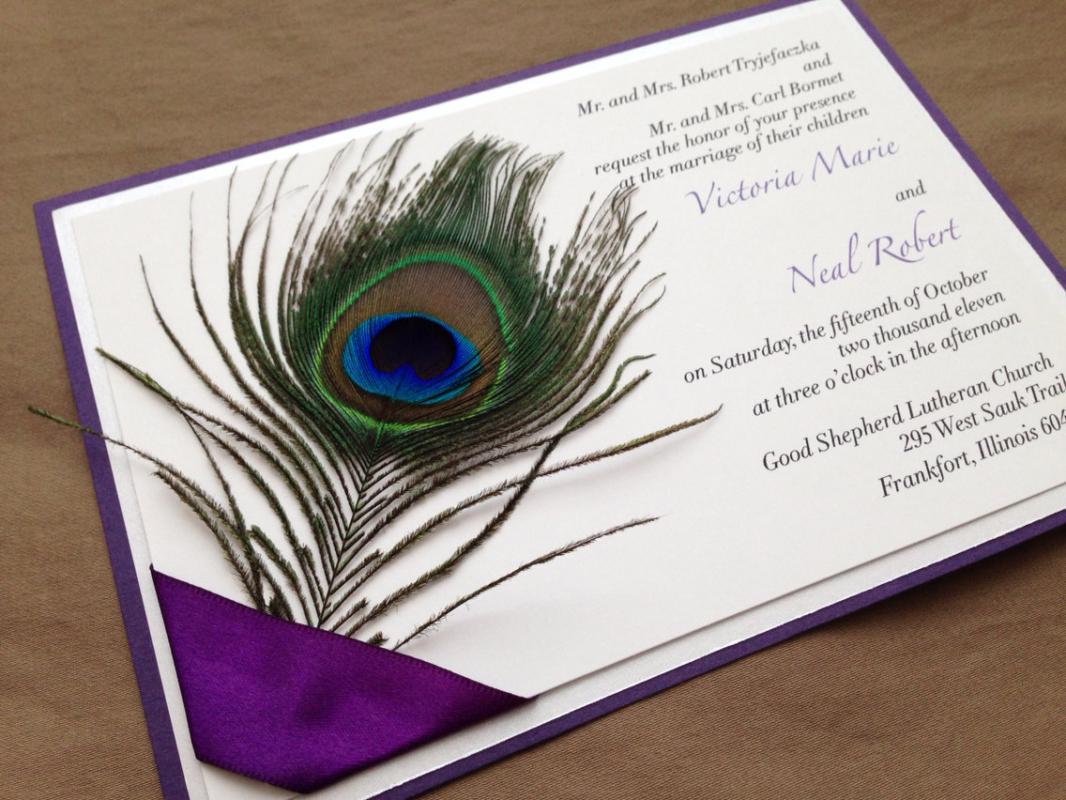 peacock wedding invitations