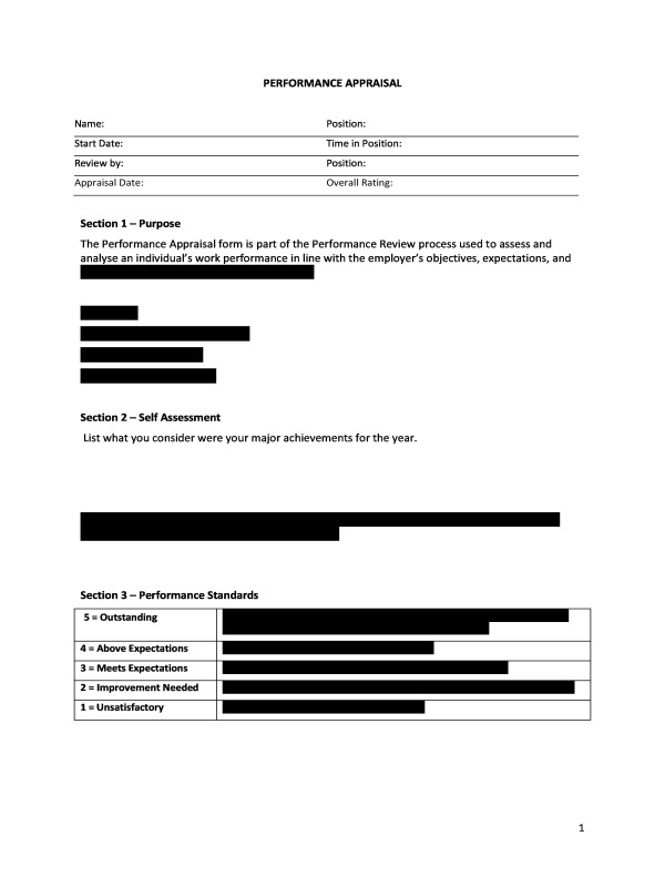 performance appraisal template