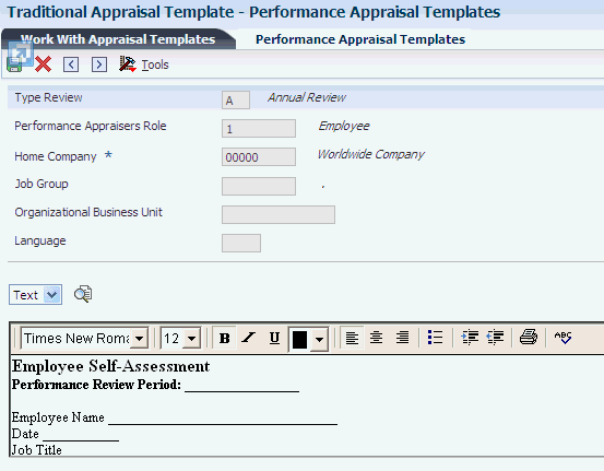 performance appraisal template